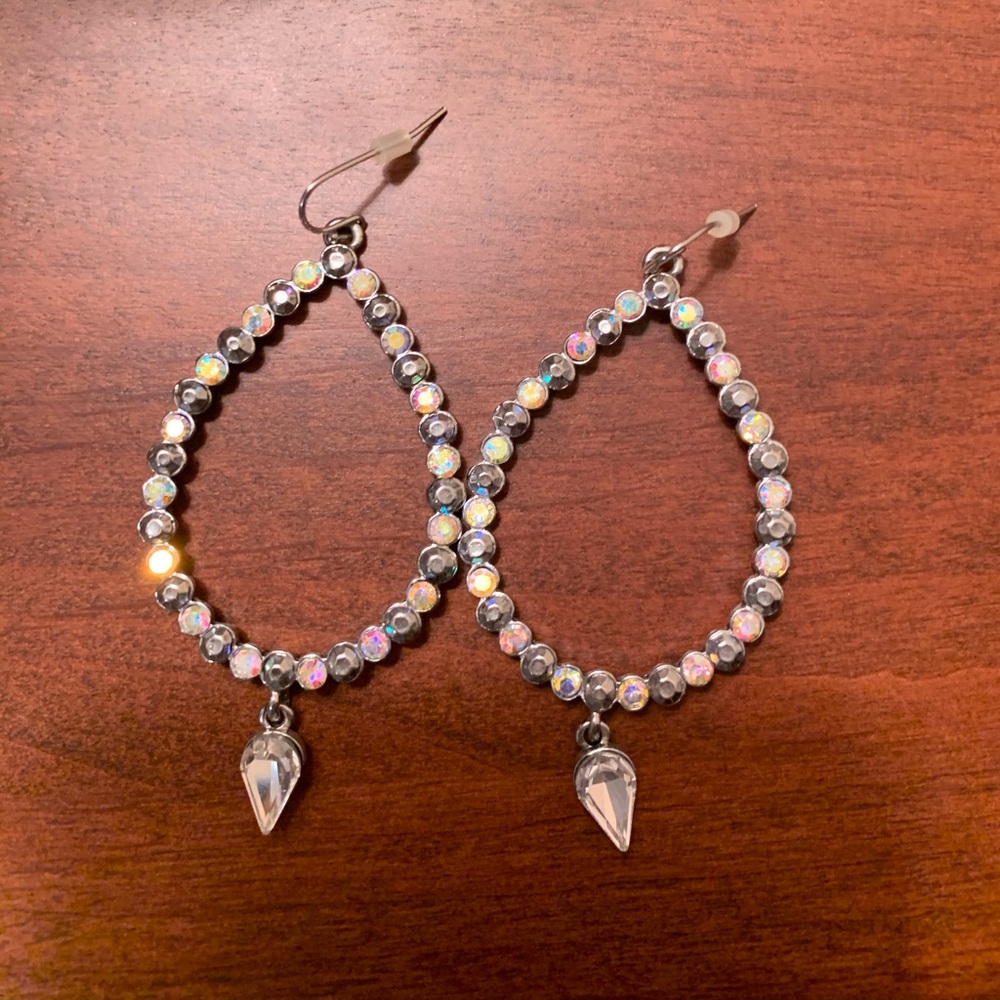 SPARKLE TEARDROP HOOPS